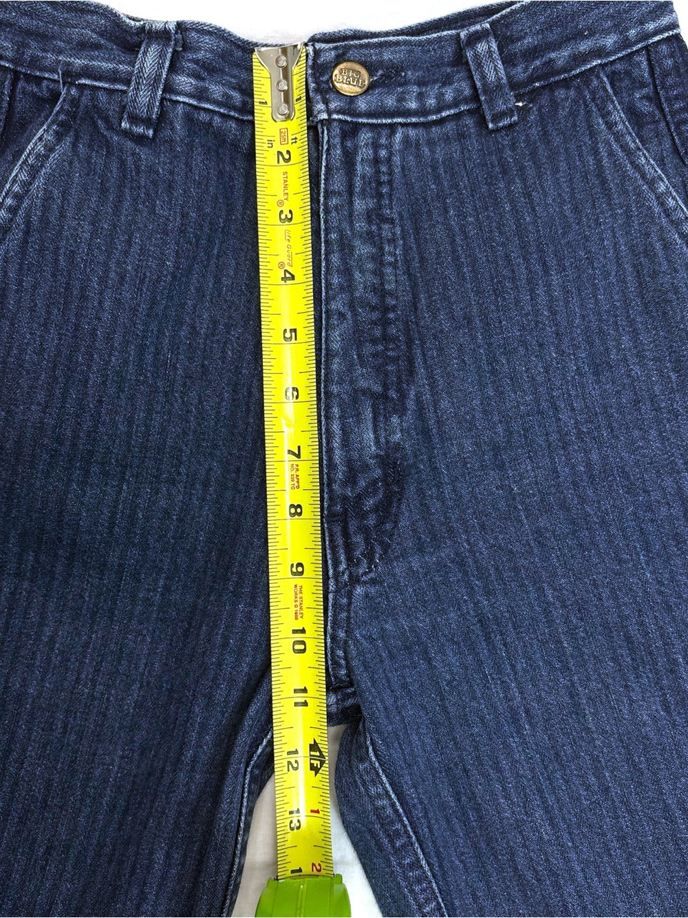 Vintage Big Blue Pinstripe Denim Jeans High Waist Skinny Sz 28 - Picture 11 of 12